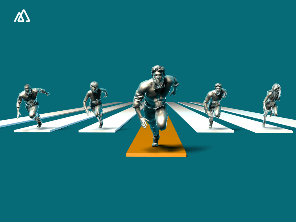 5 men running on track