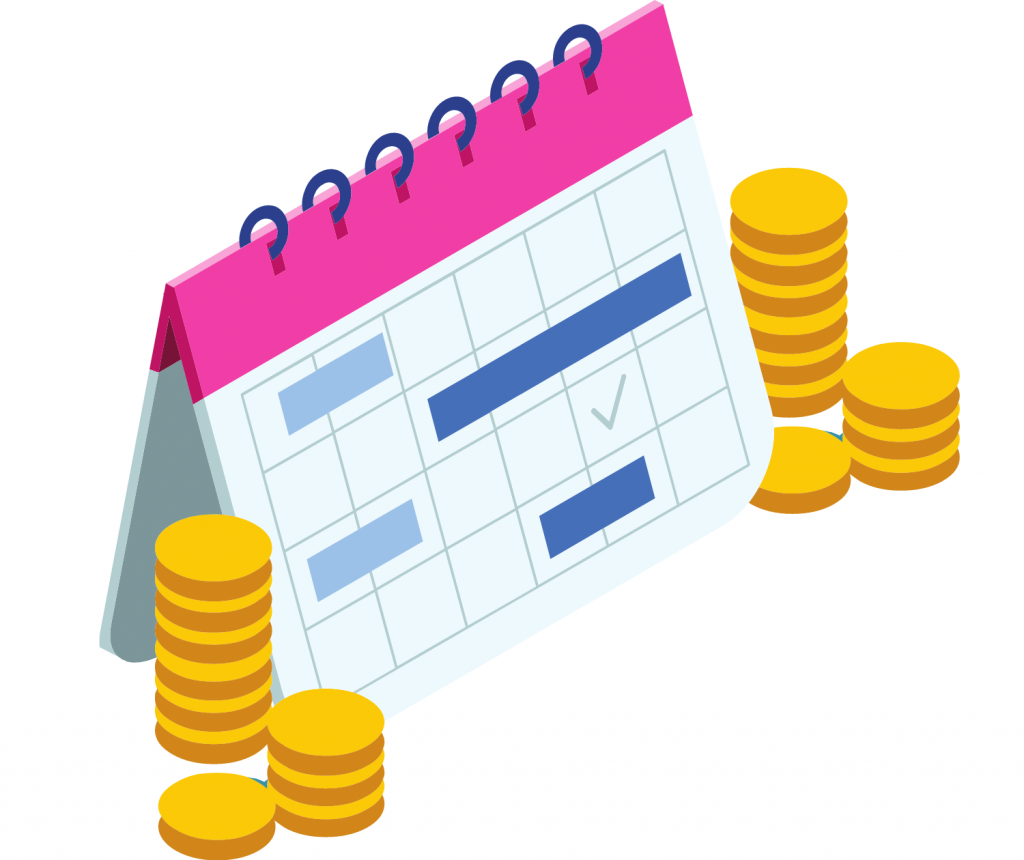 calendar and coins