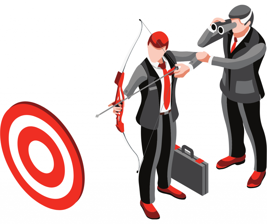 Two people with bow and arrow 2 men