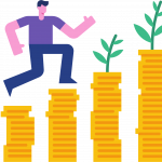 Better Return of Investment man jumping over money