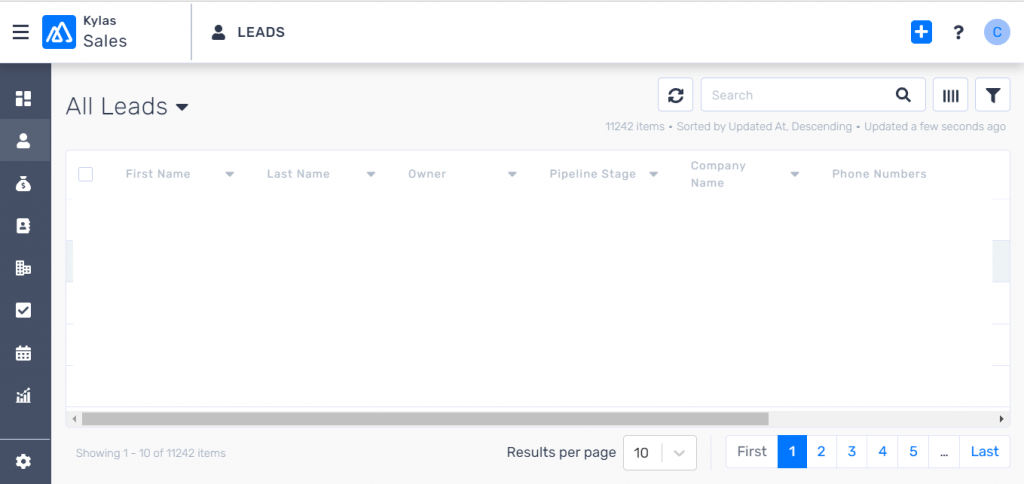 Dynamic Sales Strategy :A screenshot of Lead Dashboard in Kylas