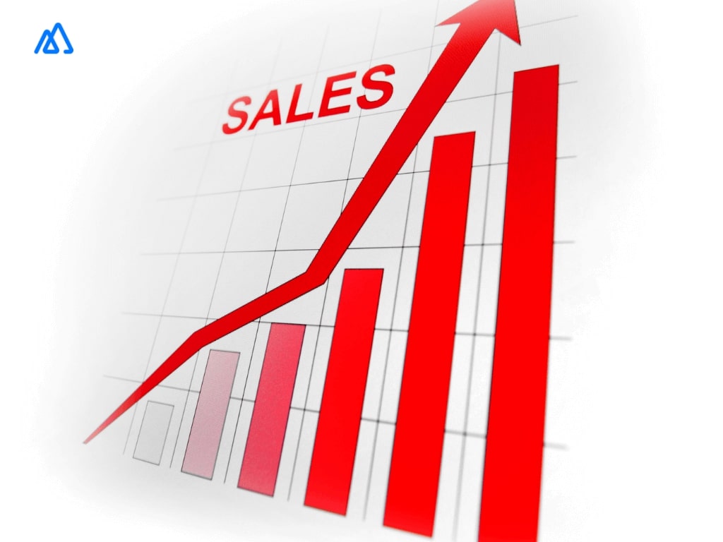 red bar chart showing increase in sales