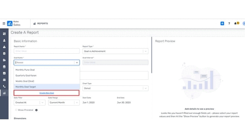 Add/Edit a Goal on Reports