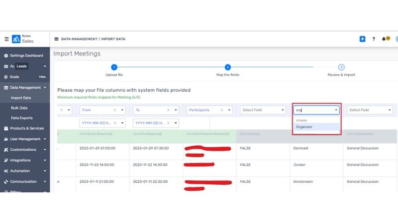 Support Organizer Lookup in Meeting Import