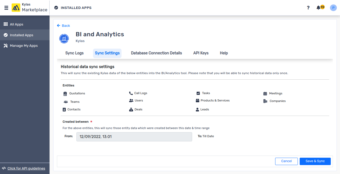 Sync historical data: