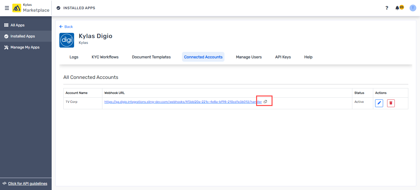 Configure Webhook URL in Digio:
