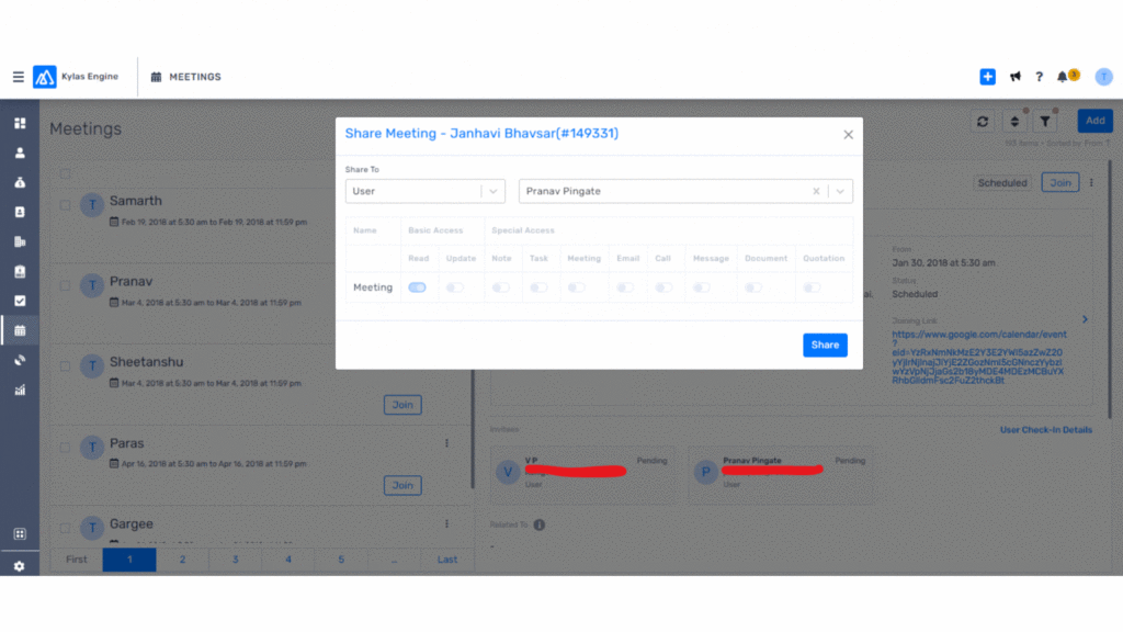 Share Meeting Access