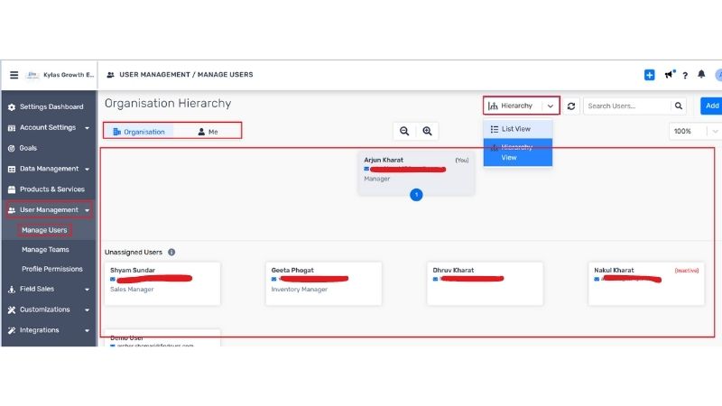 View User Hierarchy Structure